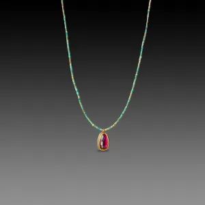 Rhodolite Garnet and Turquoise Beaded Necklace