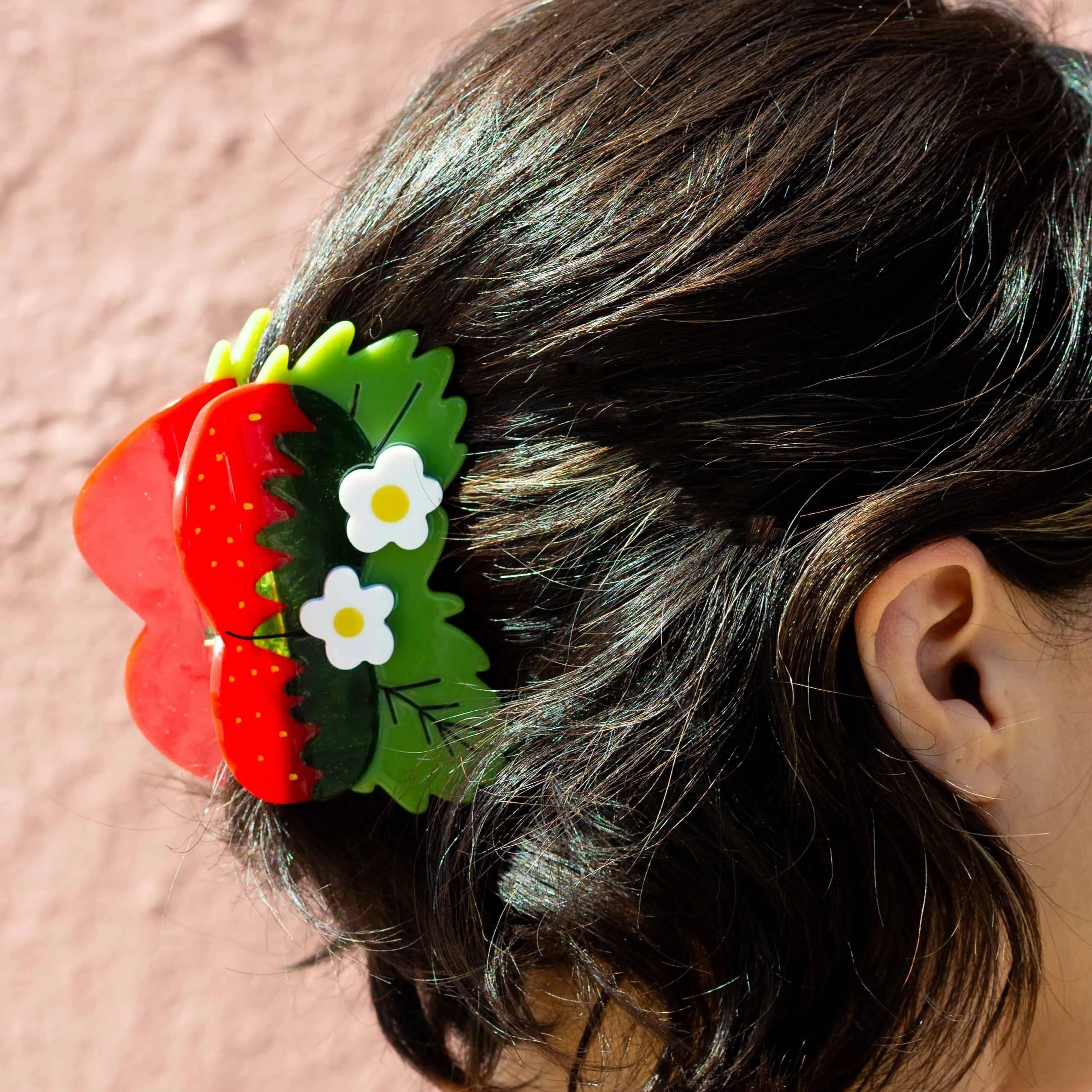 Strawberries and Flowers Hair Claw