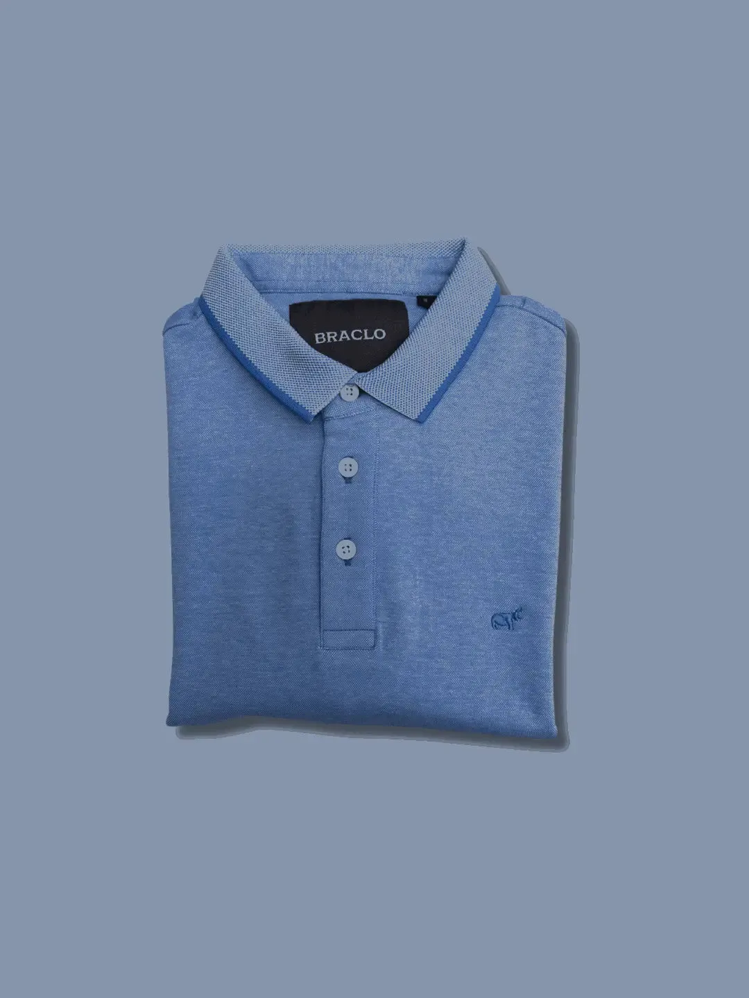 Textured Cool Blue Polo Shirt